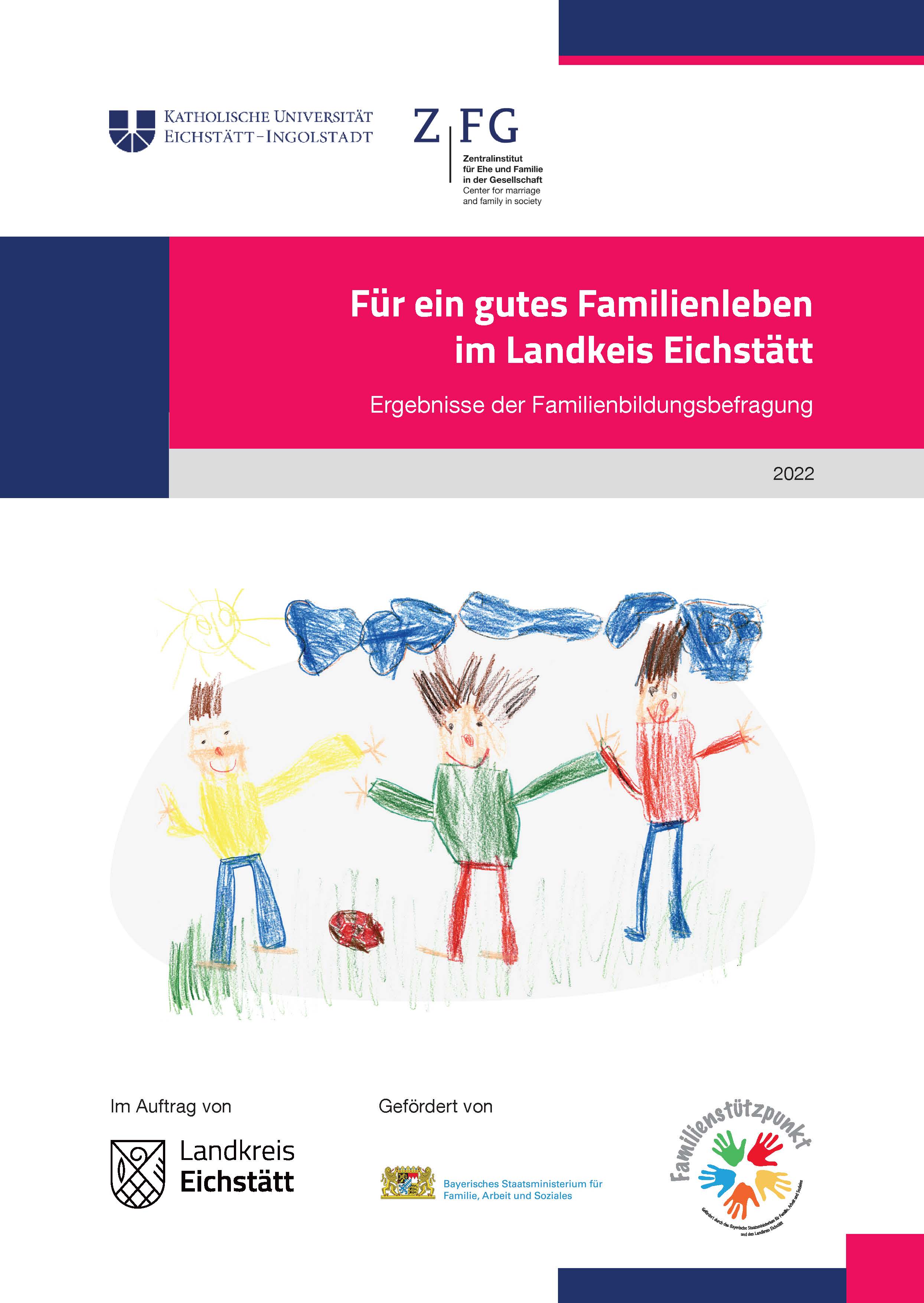 Titelseite &quot;Für ein gutes Familienleben im Landkreis Eichstätt - Ergebnisse der Familienbildungsbefragung 2022&quot;