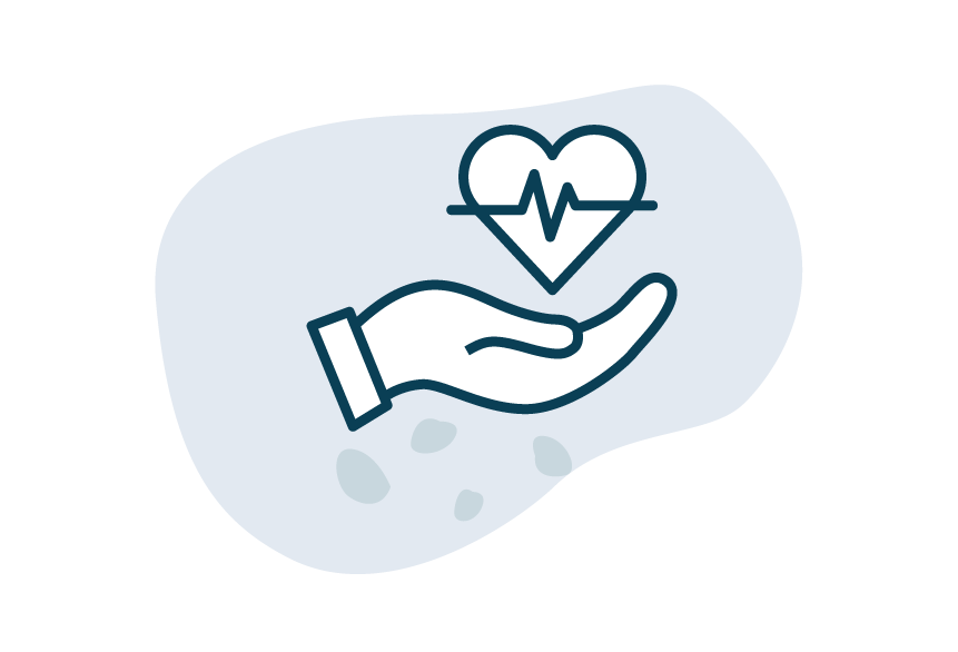 Icon Hand mit Herz als Symbol für Gesundheit